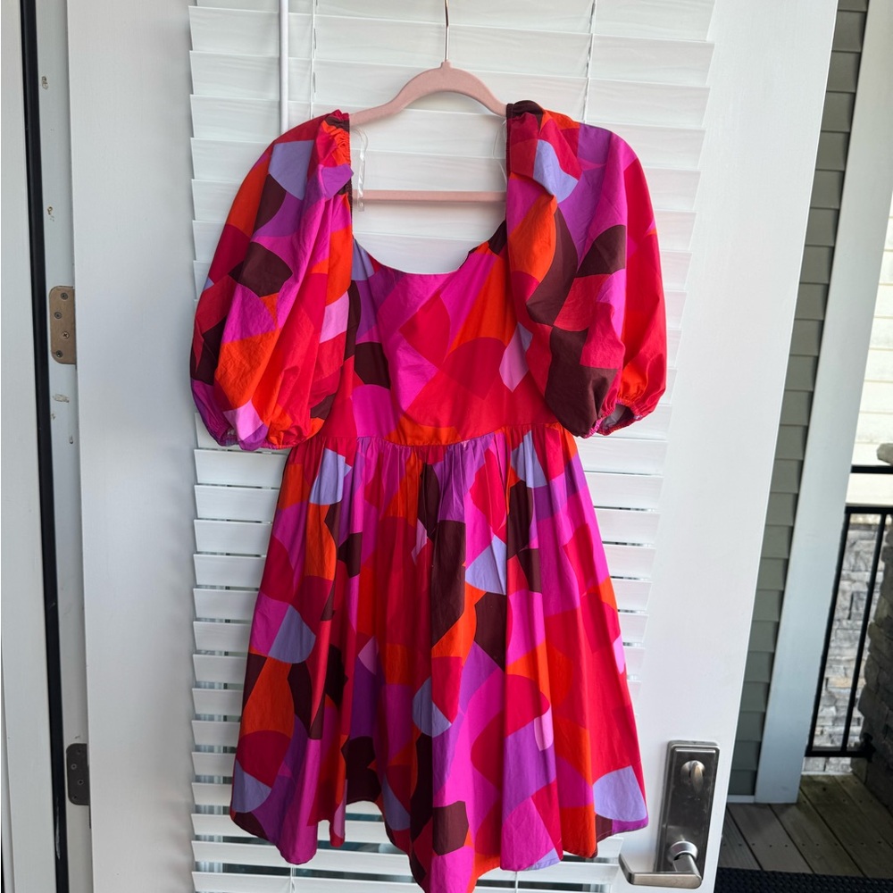 Peach Love Colorful Dress with Puff Sleeves